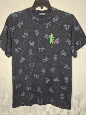 Vintage 90s Gecko Hawaii AOP Neon Graphic T-Shirt Made in USA Mens Large